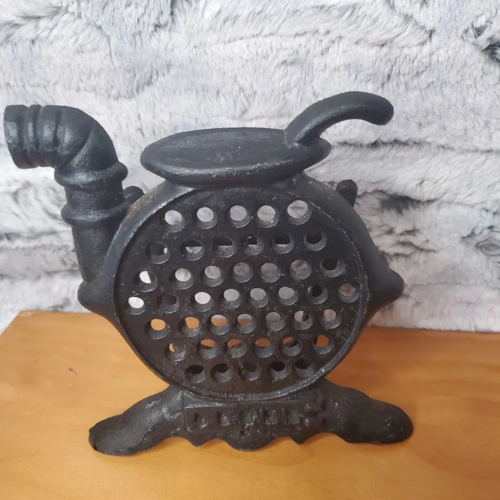 Vintage Used Taiwan VG Cast Iron Metal Black Tea Kettle‎ Stovetop Napkin Holder